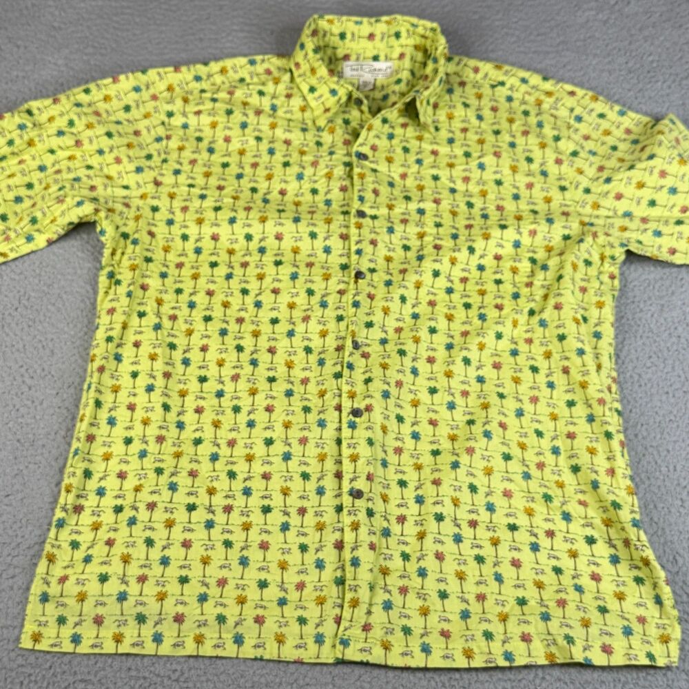 TORI RICHARD Shirt Mens Large‎ Cotton Lawn Aloha  Camp  Floral Monkey Palm Tree